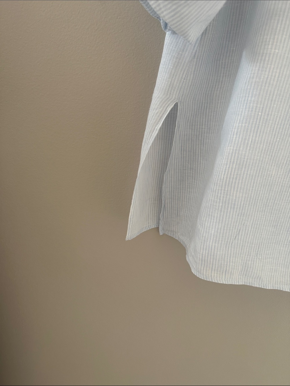 Sara Campbell The Daniella Long Linen Tunic Top Light Blue Stripe Sz Medium Chic - Picture 7 of 12